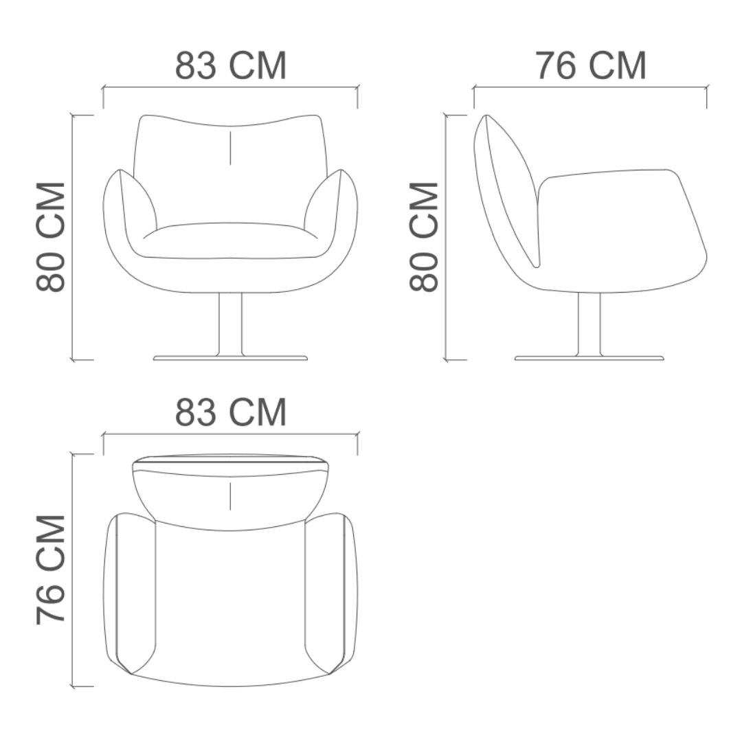 YOL LIVING Mila Amara armchair with plush fabric upholstery and modern design, featuring a comfortable cushioned seat and armrests.