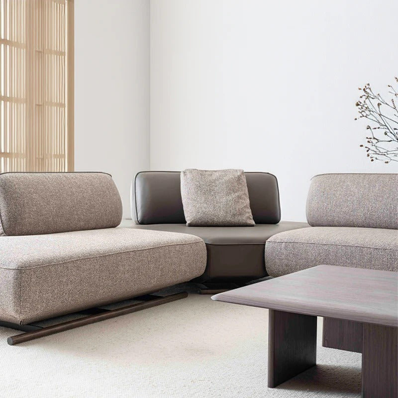 YOL LIVING Mila Corner Sofa in beige, right arm with seat cushion, without arm, modern fabric corner sofa for living room.