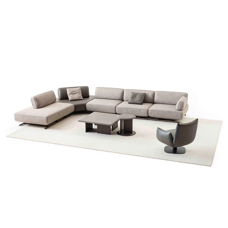 YOL LIVING Mila Corner Sofa in beige with right armrest, modern design, upholstered seating, without armrests, in a cozy living room setting.