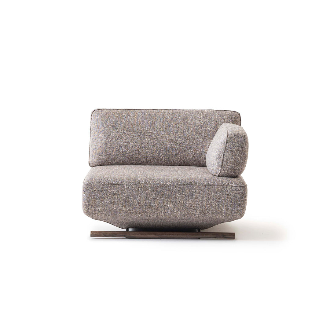 YOL LIVING MILA sofa module with right arm, modern fabric sofa with armrest, in a living room setting.
