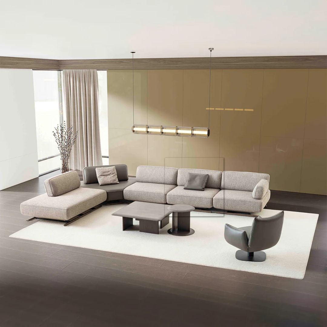 YOL LIVING MILA sofa module without arm, modern beige fabric sofa piece with clean lines and cushioned seating.