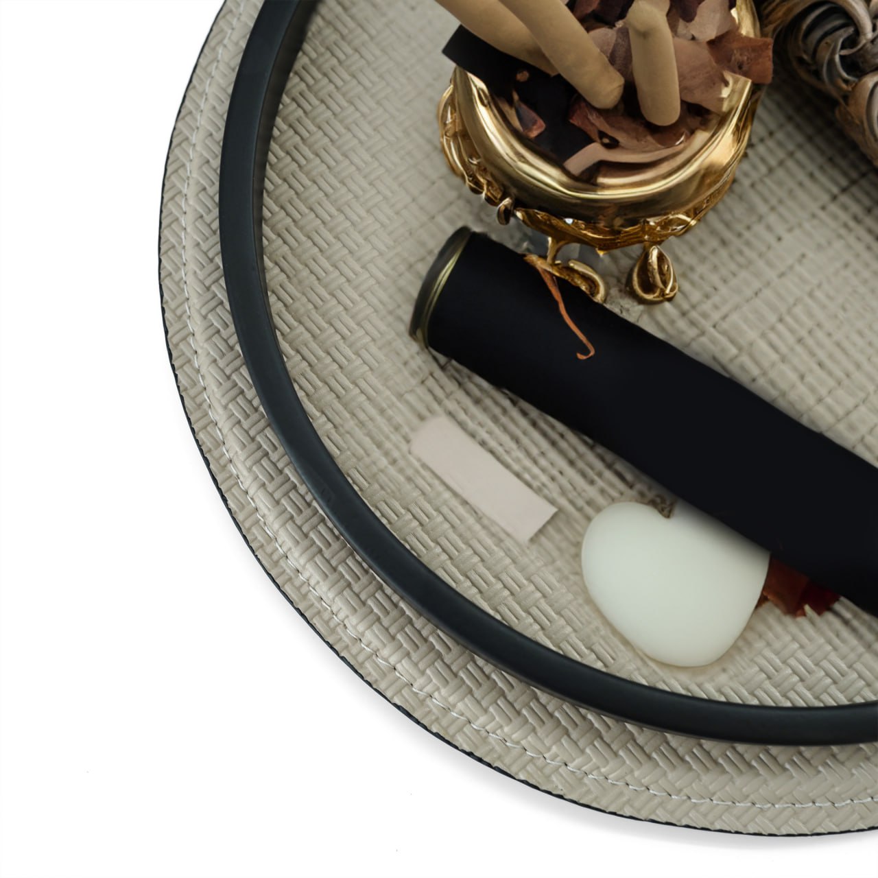 Milk white round tray by Beacon FSDG, durable and stylish serving tray with a smooth finish and round shape.
