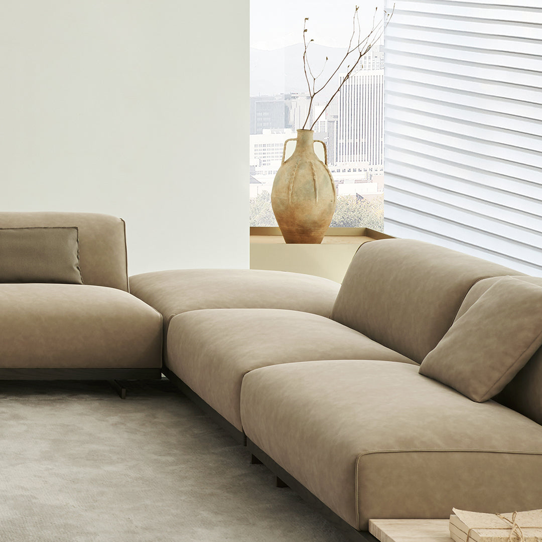 BEACON Miya 2-Seater Sofa Module with Half Back, modern living room furniture, beige fabric, sleek design, comfortable seating