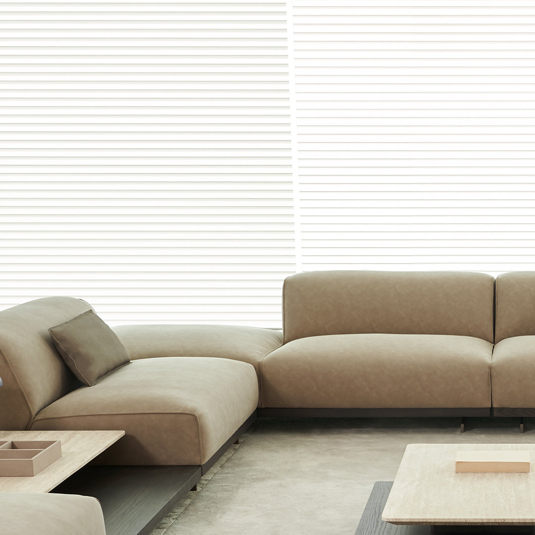 Miya 2-Seater Module Sofa with Half Back by BEACON, modern living room furniture in gray upholstery.