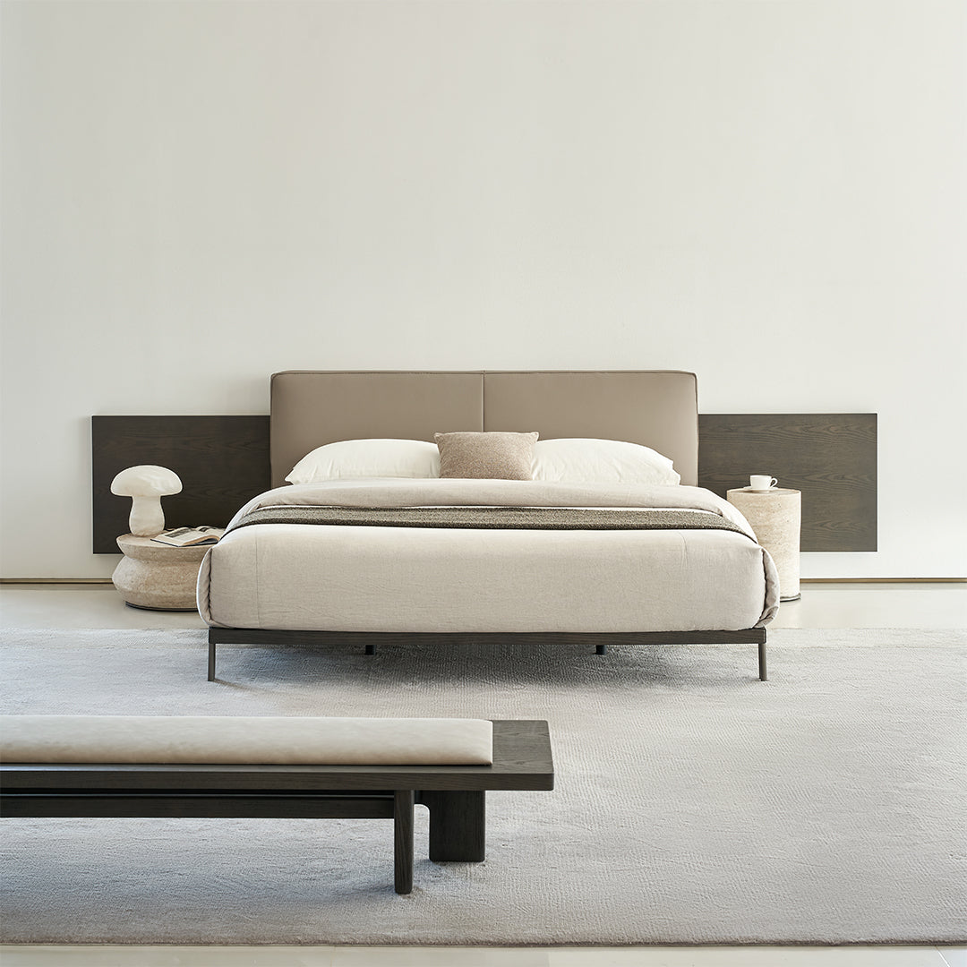 Miya Bench by BEACON, featuring a wooden seat and metal legs, modern design perfect for entryways or living rooms.