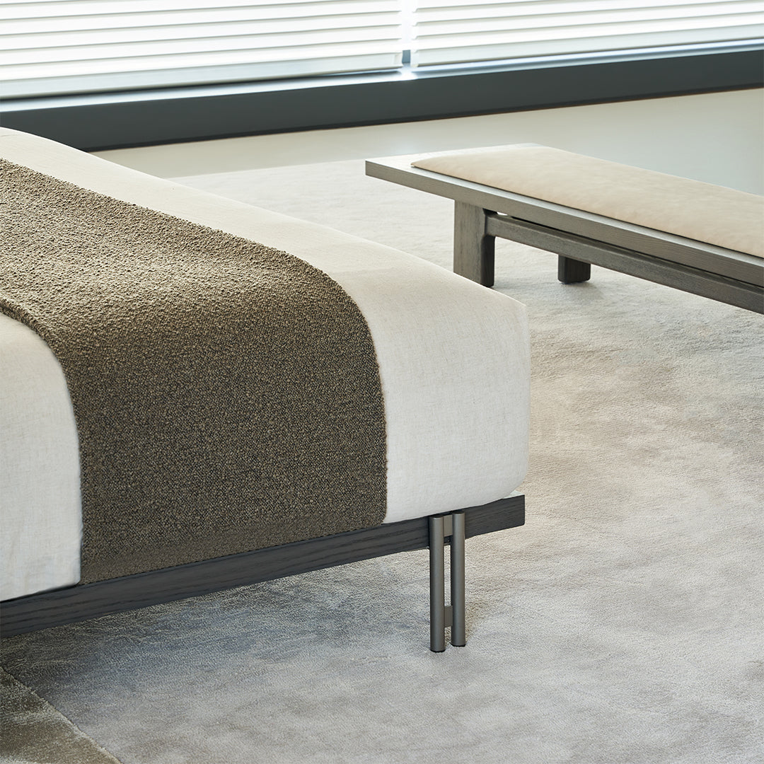 Miya Bench by BEACON, modern wooden seating with sleek design, ideal for entryways or living spaces.