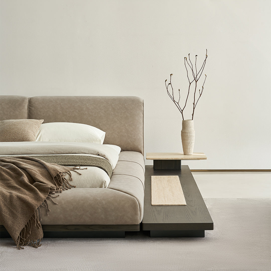 Miya King Size Bed by BEACON, wooden bedsteads with a modern design, featuring a sturdy frame and polished finish.