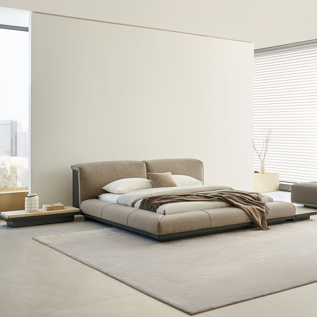 Miya King Size Bed by BEACON, modern wooden bedstead with a sleek design and sturdy frame for comfortable sleeping.