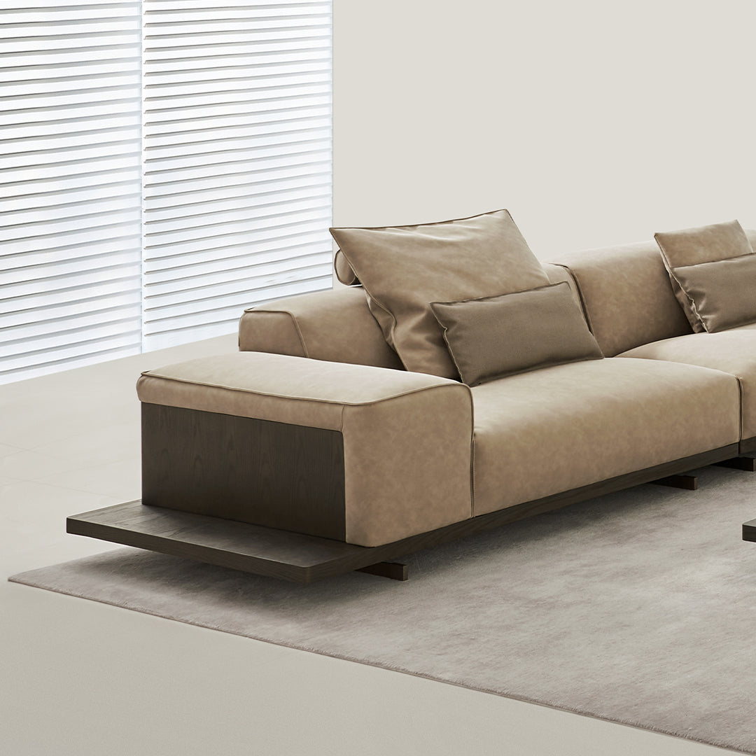 BEACON Miya single seater sofa module with left arm, modern design, upholstered in neutral fabric, perfect for contemporary living rooms.
