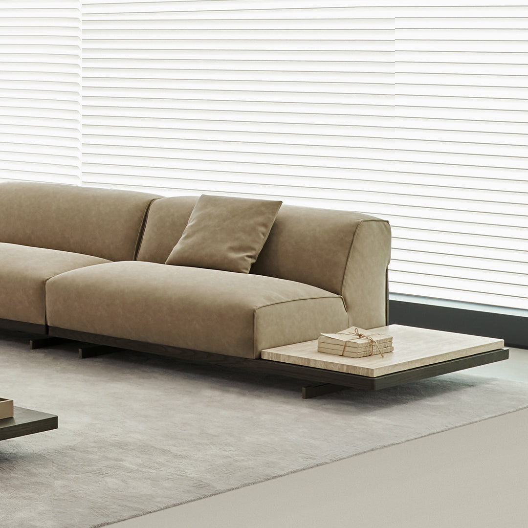 Miya single seater sofa module with side table by BEACON, featuring modern design and comfortable upholstery.