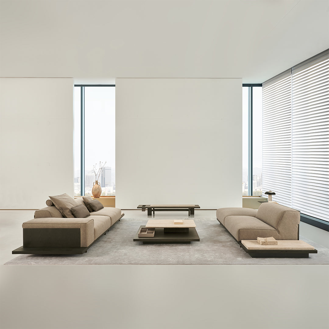 Miya single seater sofa module without arm by BEACON, modern beige fabric upholstery, compact seating for living room.