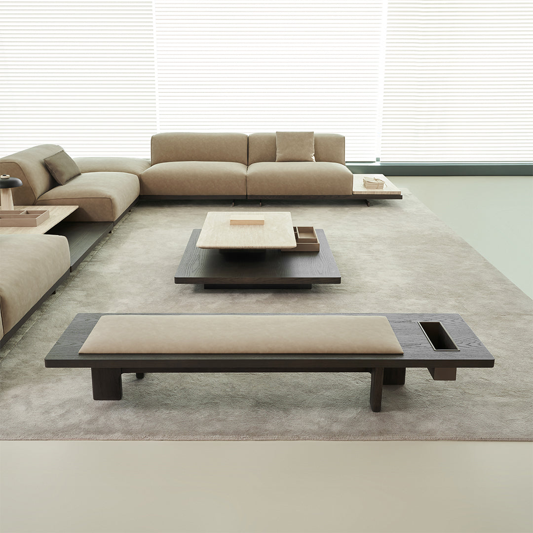 BEACON Miya single seater sofa module without arm, modern beige fabric upholstery, ideal for contemporary living spaces.