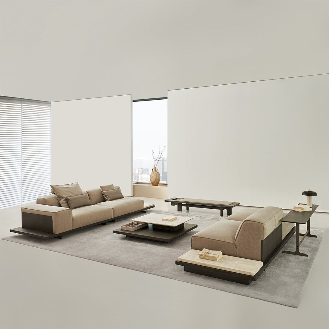 BEACON Miya single seater sofa module without arm, modern design in neutral fabric, ideal for contemporary living spaces.