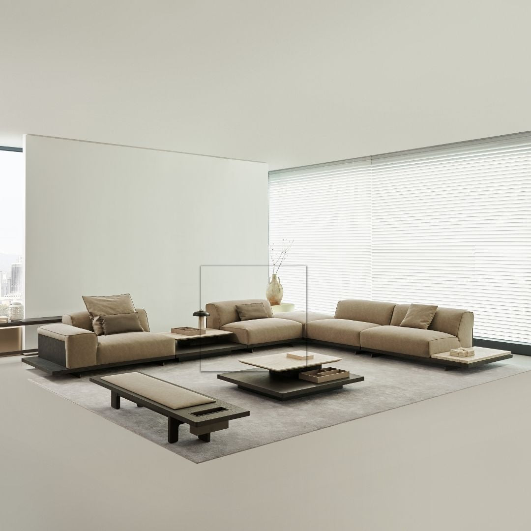 Miya single seater sofa module without arm by BEACON, modern beige fabric with clean lines and cushioned seating.