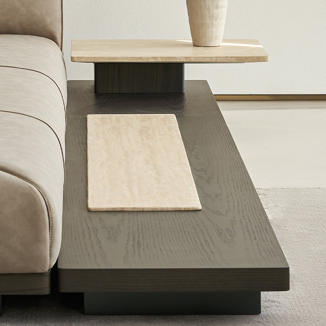 BEACON Miya Travertine 260cm side table or stool with sleek design and natural stone finish.