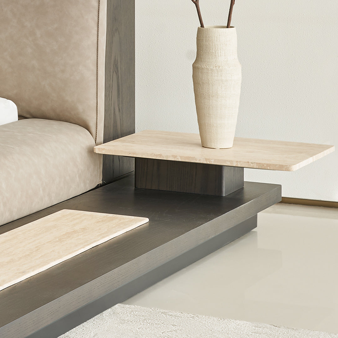 Miya Travertine 260cm long side table or stool by BEACON with sleek travertine surface and modern design.