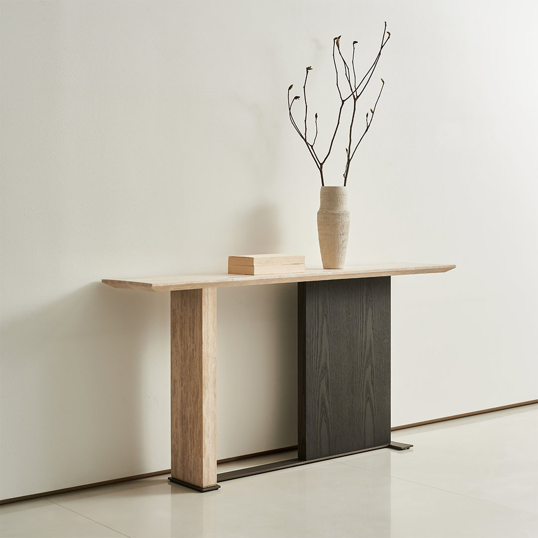 Miya Travertine Console - BMBO-XG80367 -  Consoles - ebarza Furniture UAE | Shop Modern Furniture in Abu Dhabi & Dubai - مفروشات ايبازرا في الامارات | تسوق اثاث عصري وديكورات مميزة في دبي وابوظبي