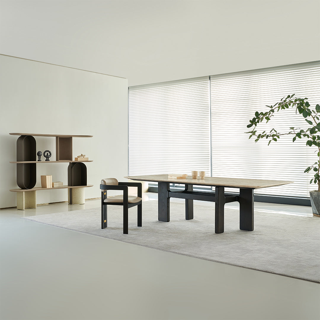 Miya Travertine Dining Table - BMBO-CT80357 -  Dining Tables - ebarza Furniture UAE | Shop Modern Furniture in Abu Dhabi & Dubai - مفروشات ايبازرا في الامارات | تسوق اثاث عصري وديكورات مميزة في دبي وابوظبي