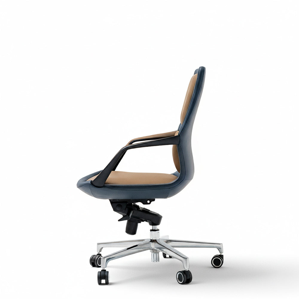 BEACON Mobius Office Chair with wheels, ergonomic design, adjustable height, black fabric upholstery, suitable for modern offices