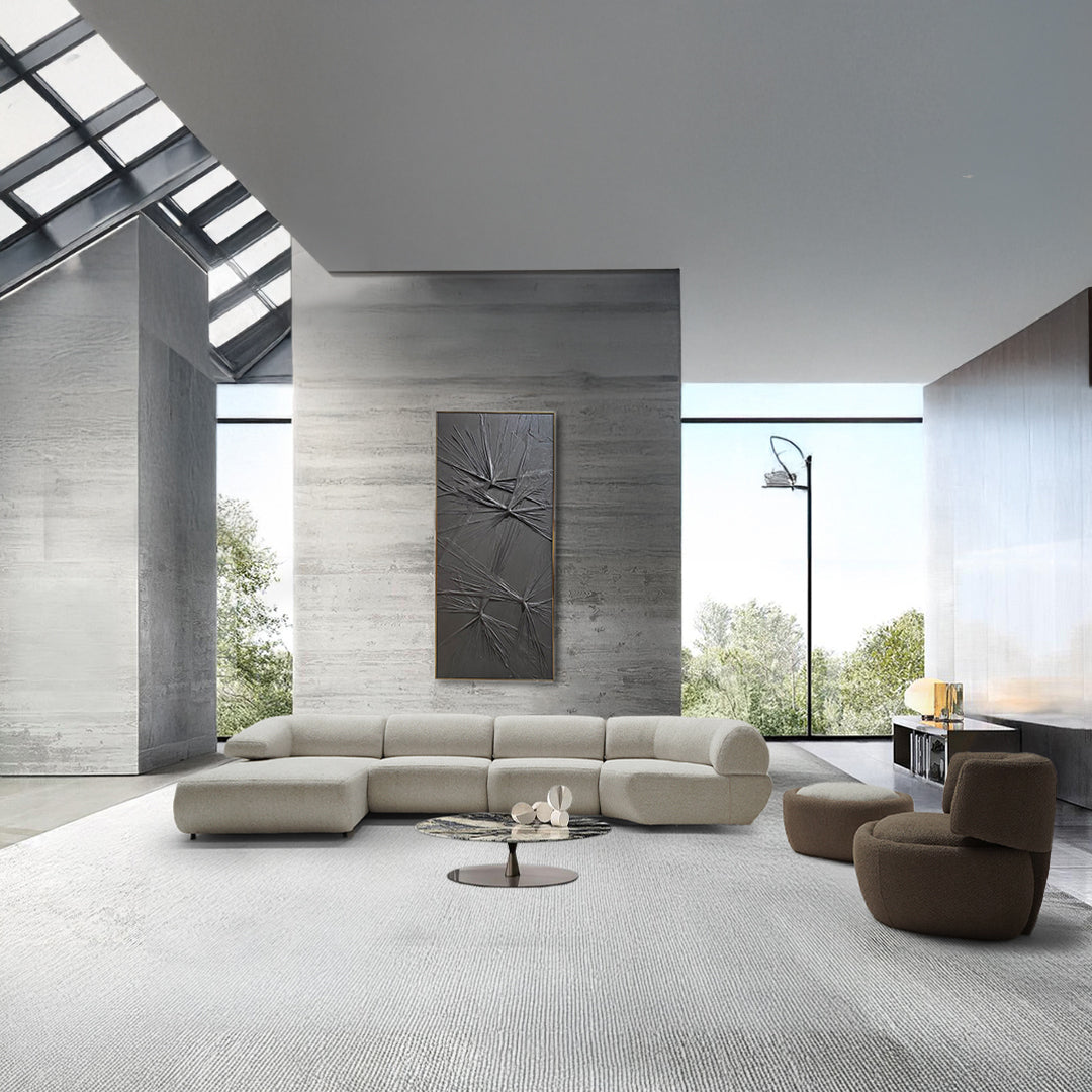 BERIN Mollis sofa corner module in fabric, showing a plush L-shaped sofa with cushioned seats and modern design.
