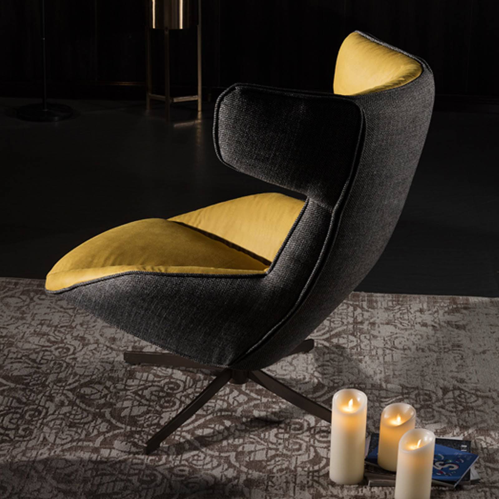 Monaco Swivel Lounge Chair  LC001 -  Lounge Chairs | كرسي صاله موناكو - ebarza Furniture UAE | Shop Modern Furniture in Abu Dhabi & Dubai - مفروشات ايبازرا في الامارات | تسوق اثاث عصري وديكورات مميزة في دبي وابوظبي
