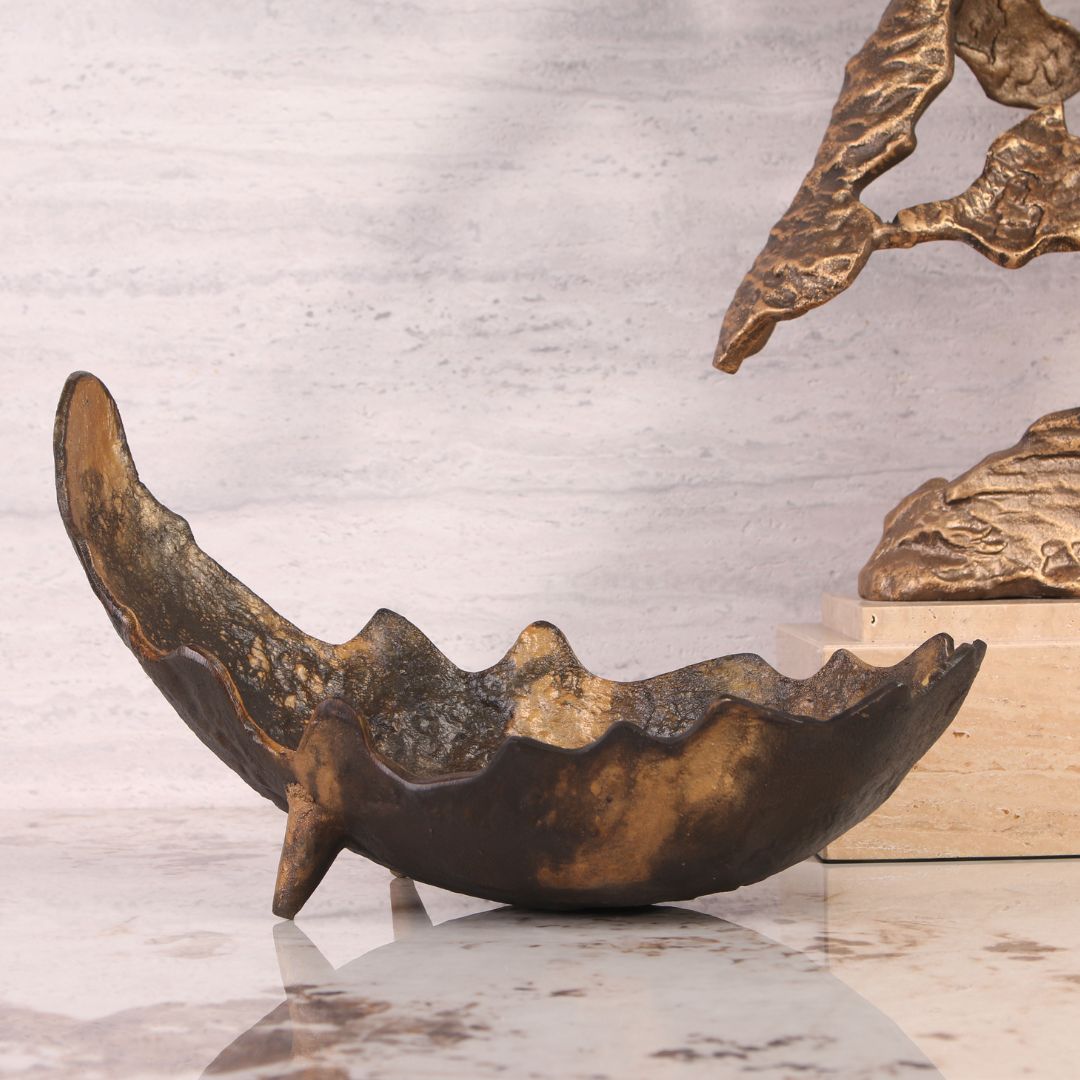 Moon-shaped metal tray by BEACON, SKU KC5006, featuring a sleek, modern design perfect for serving or decorative use.