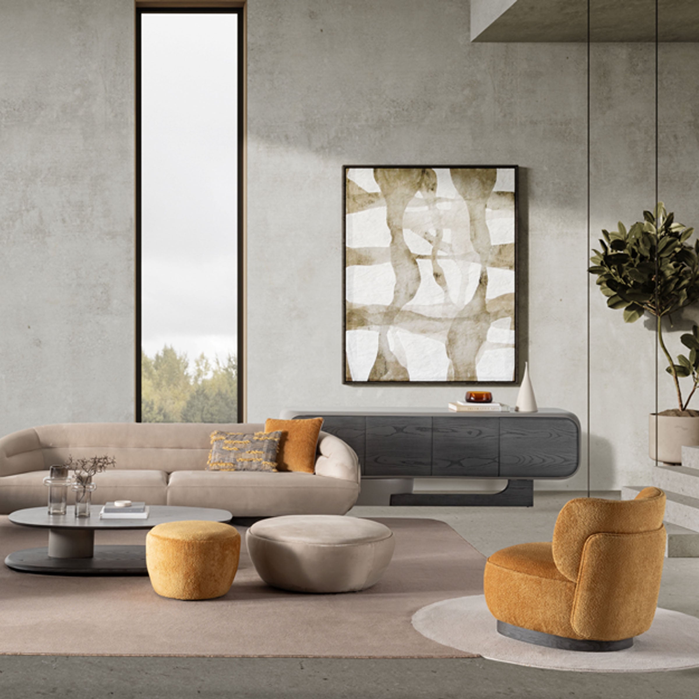 Sardunya MOON sideboard console SAR-SBC013 with sleek modern design, featuring a smooth surface and spacious storage compartments.