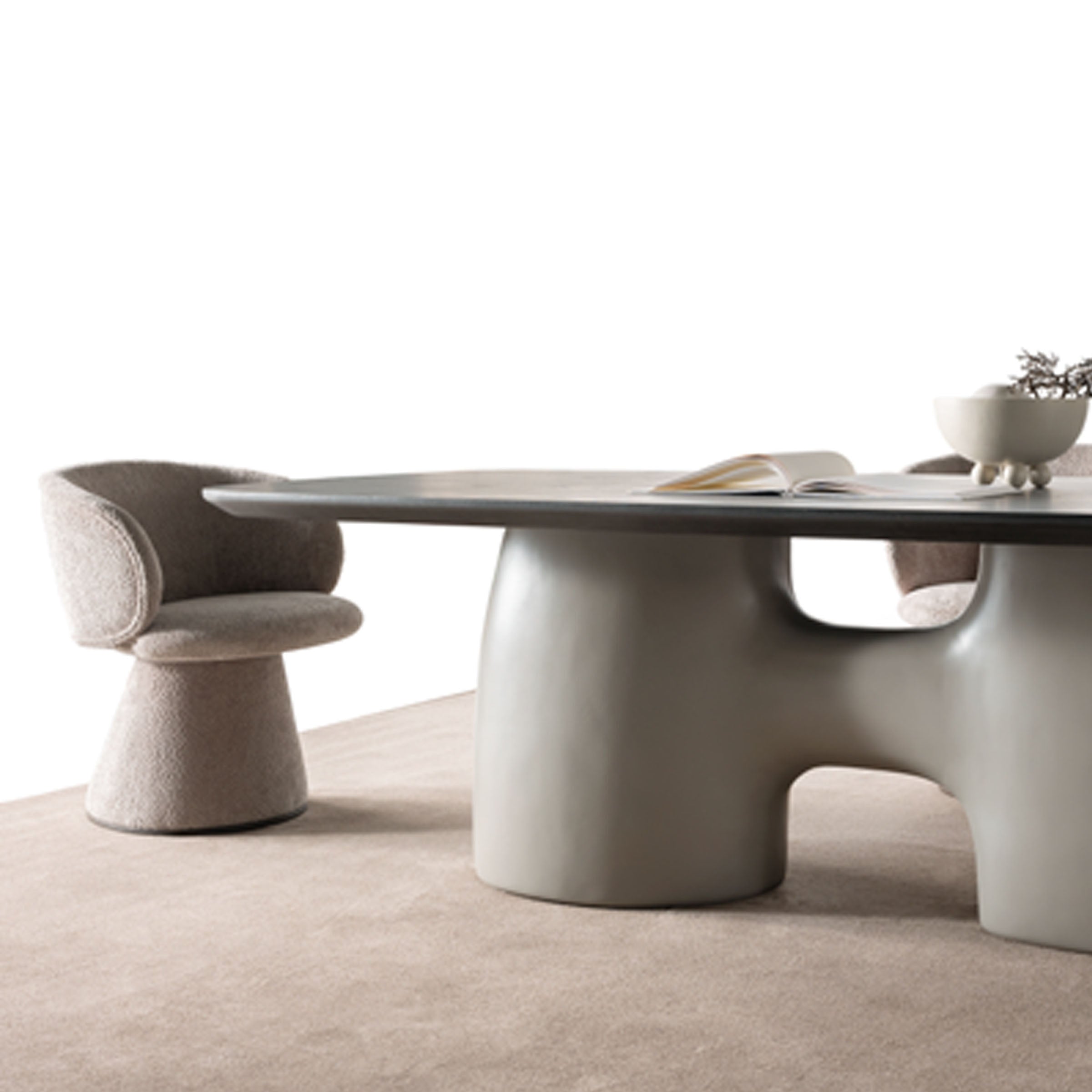 SARDUNYA MOON Swivel Dining Chair OW 405-12 with a modern design, featuring a rounded seat and swivel base.
