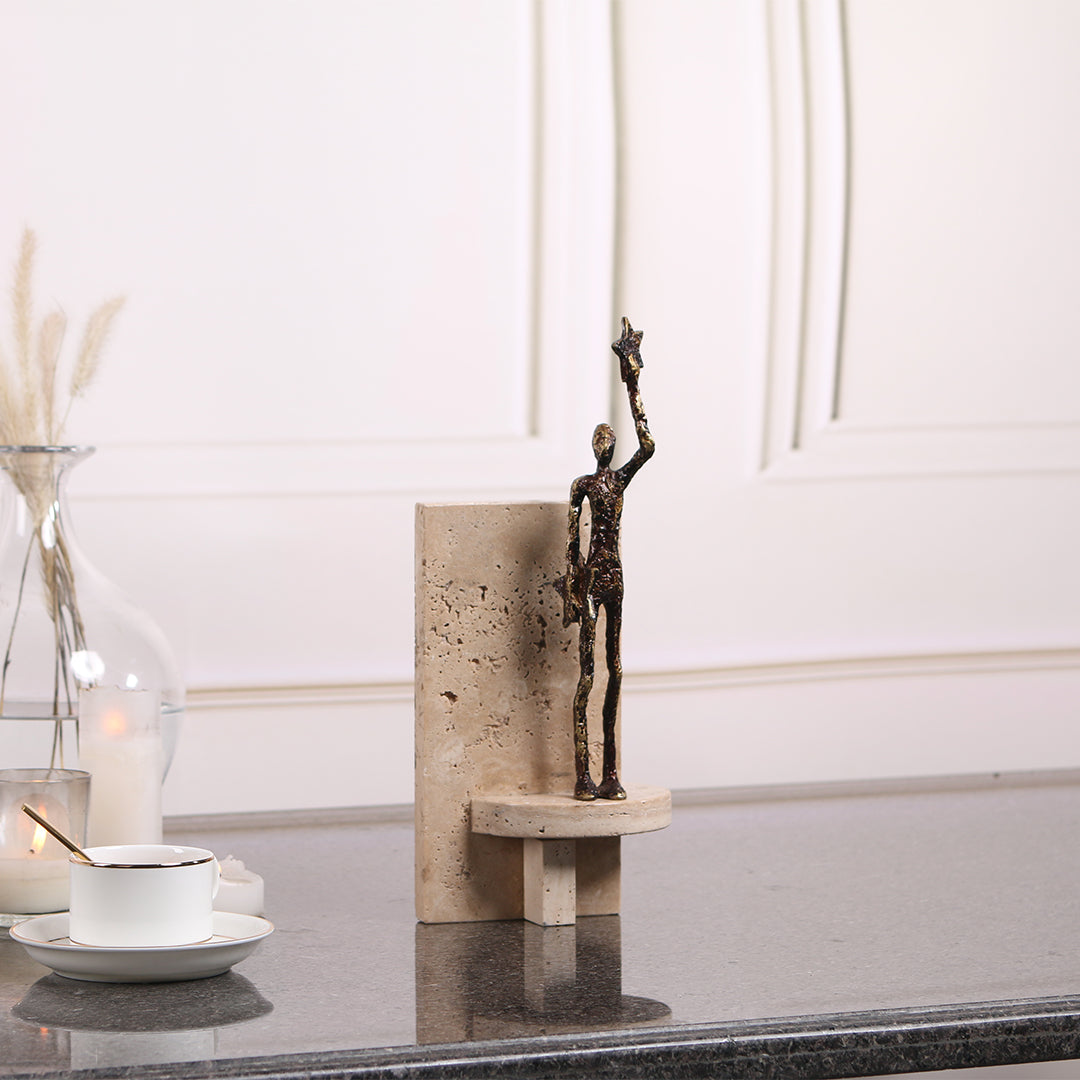 Moveable Man sculpture for home decor, beige figurine with articulated joints, by BEACON, SKU 22275.