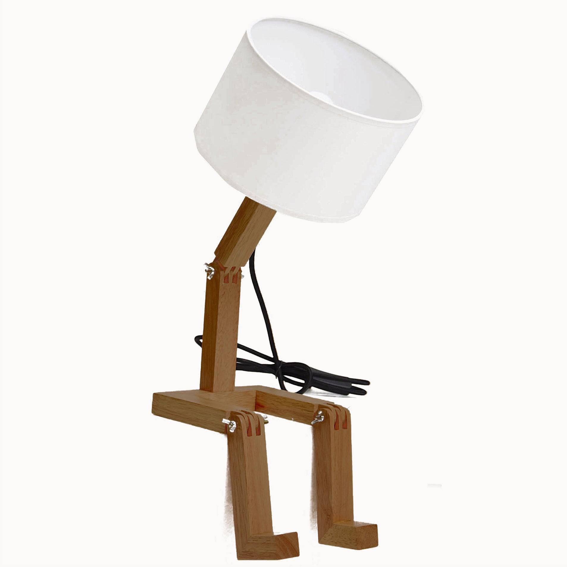 Mr.Lonley  Solid Wood Table Lamp Bpmt01-W -  Desk\table Lamps | مصباح طاولة من الخشب الصلب مستر لونلي - ebarza Furniture UAE | Shop Modern Furniture in Abu Dhabi & Dubai - مفروشات ايبازرا في الامارات | تسوق اثاث عصري وديكورات مميزة في دبي وابوظبي