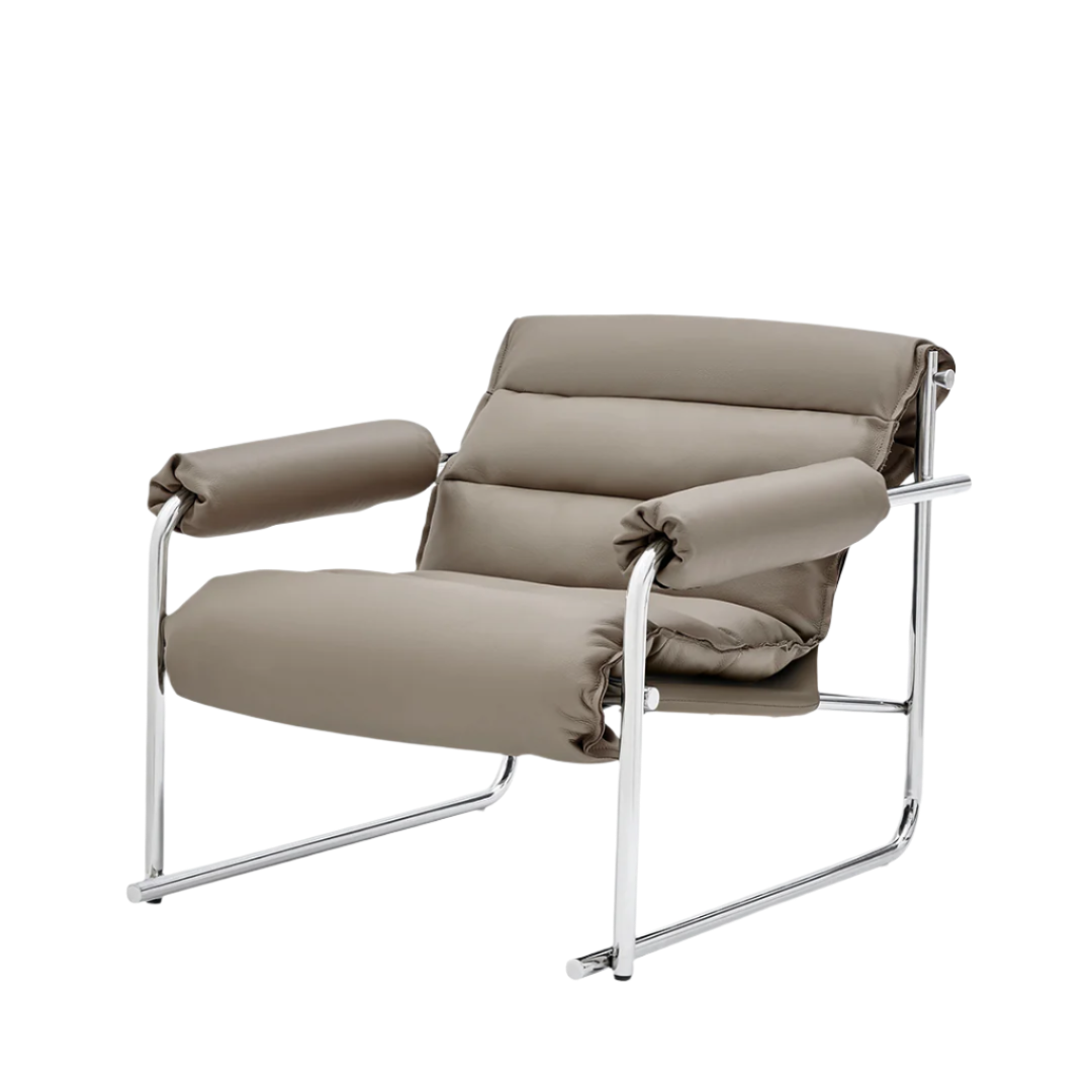 Murcia Whole Leather Lounge Chair LC066/BEIGE -  Lounge Chairs - ebarza Furniture UAE | Shop Modern Furniture in Abu Dhabi & Dubai - مفروشات ايبازرا في الامارات | تسوق اثاث عصري وديكورات مميزة في دبي وابوظبي