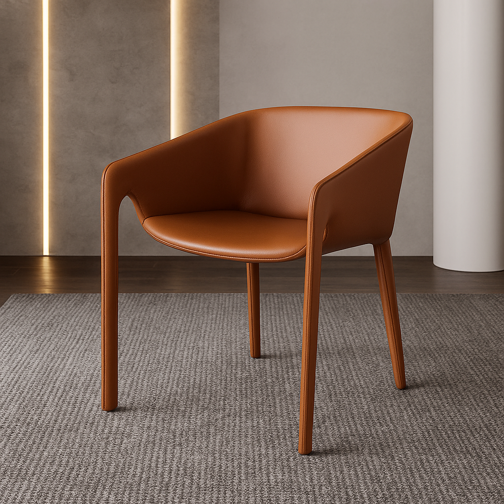 BEACON Mycroft Lounge Chair DJ752-1 in caramel color, stylish and comfortable seating with modern design.