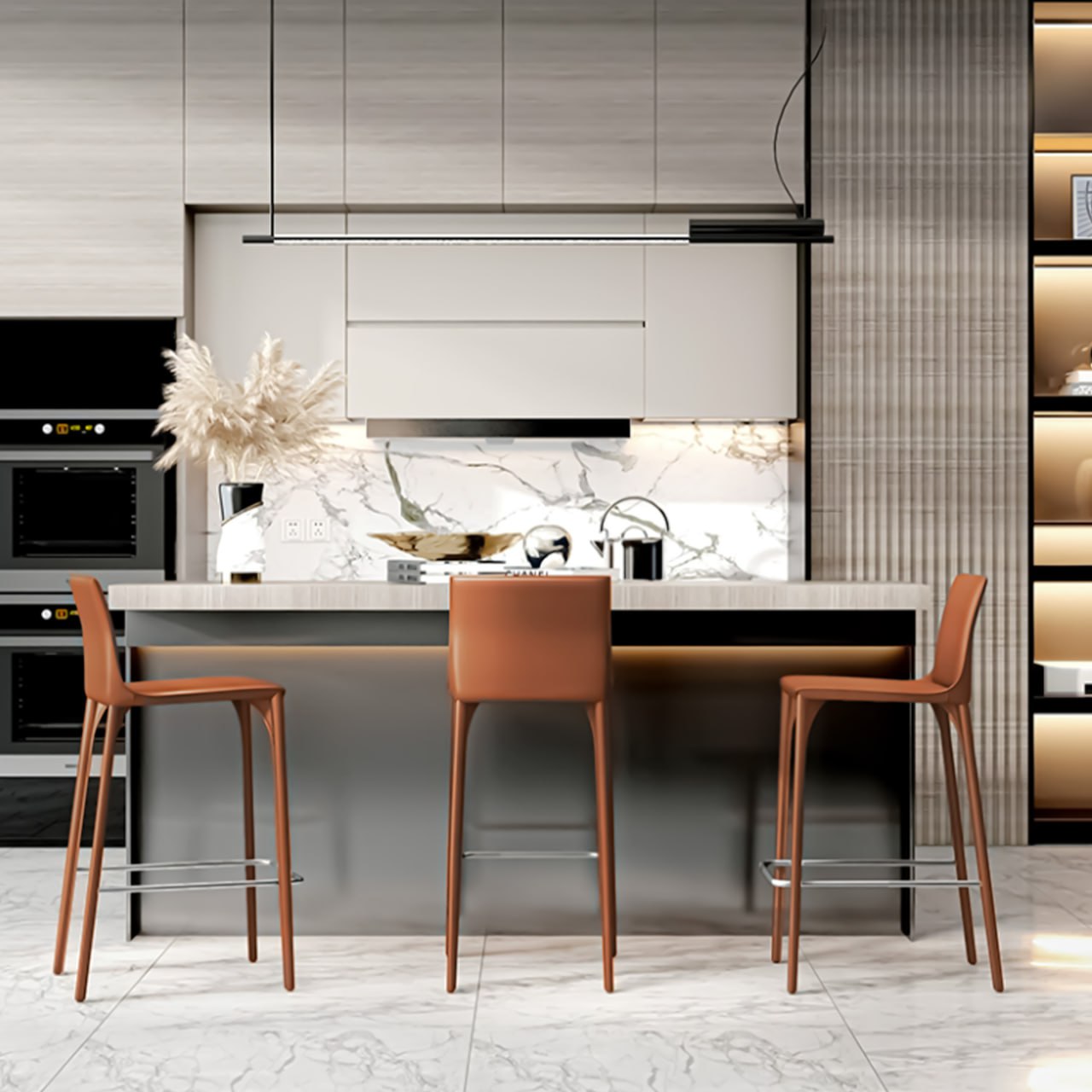 Mycroft Saddle Leather Bar Stool MLL-B43-orange -  Bar Stools - ebarza Furniture UAE | Shop Modern Furniture in Abu Dhabi & Dubai - مفروشات ايبازرا في الامارات | تسوق اثاث عصري وديكورات مميزة في دبي وابوظبي