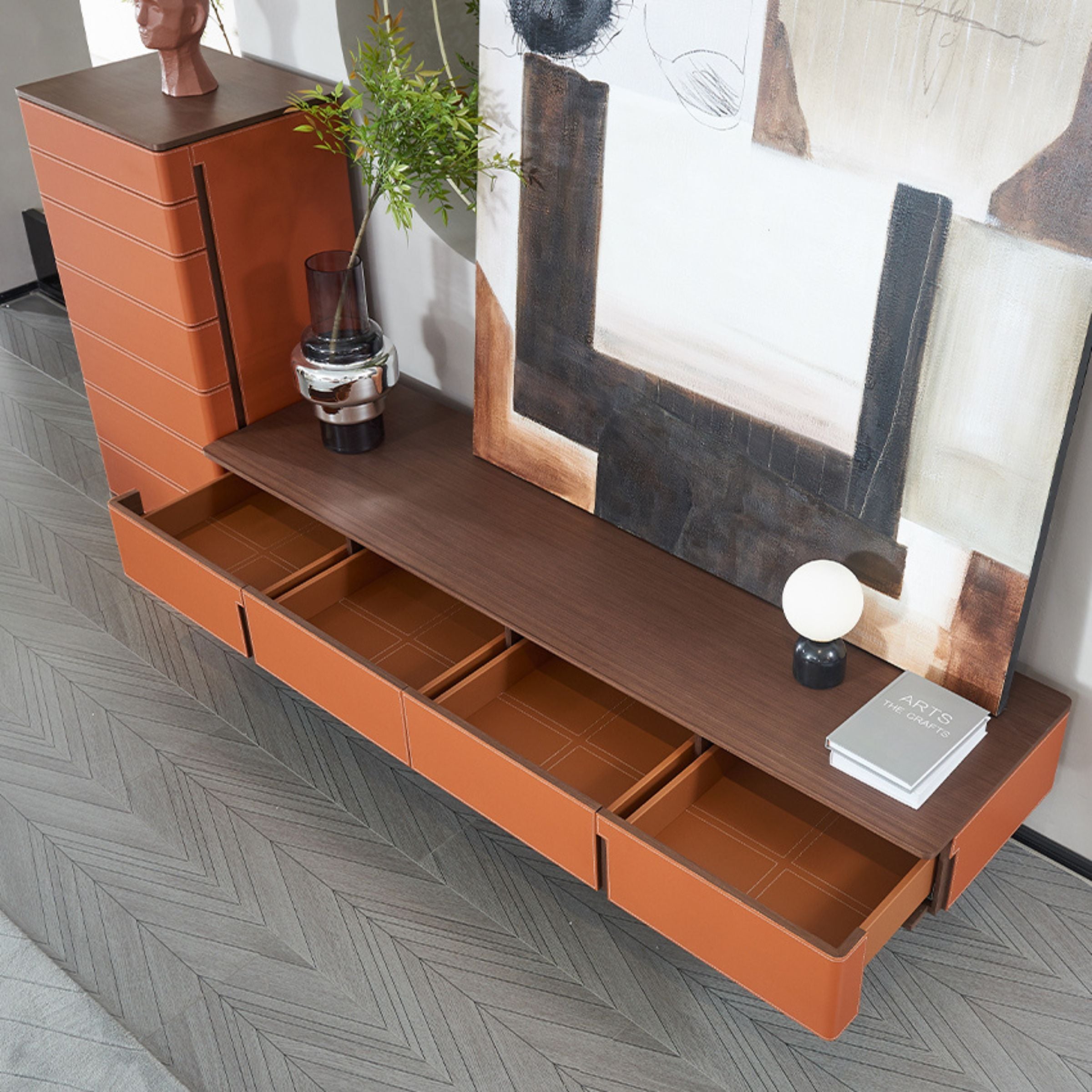 Mycroft Saddle Leather Cabinet MLL-T06 -  Storage/TV Unites - ebarza Furniture UAE | Shop Modern Furniture in Abu Dhabi & Dubai - مفروشات ايبازرا في الامارات | تسوق اثاث عصري وديكورات مميزة في دبي وابوظبي