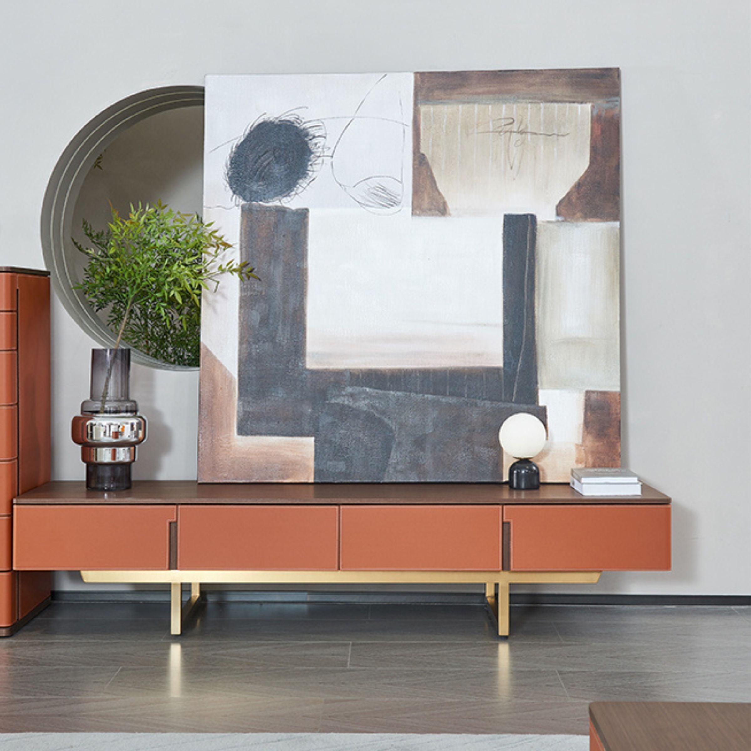 Mycroft Saddle Leather Cabinet MLL-T06 -  Storage/TV Unites - ebarza Furniture UAE | Shop Modern Furniture in Abu Dhabi & Dubai - مفروشات ايبازرا في الامارات | تسوق اثاث عصري وديكورات مميزة في دبي وابوظبي