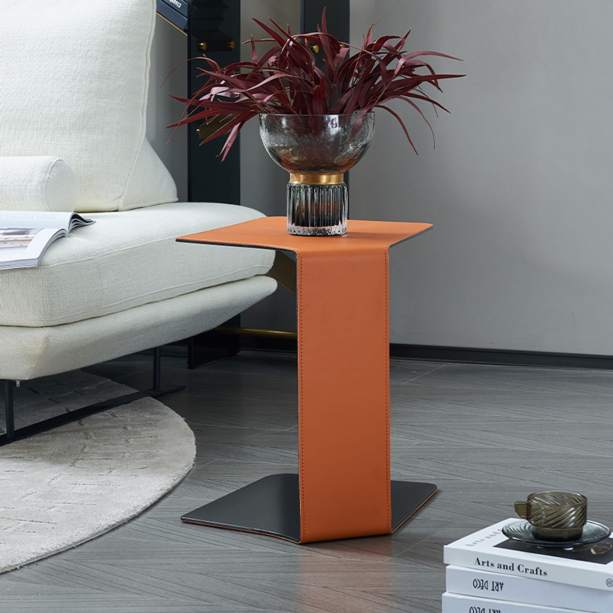 Display Item - Mycroft Saddle Leather Side Table MLL-D50 Nakheel -  DISPLAY ITEM - ebarza Furniture UAE | Shop Modern Furniture in Abu Dhabi & Dubai - مفروشات ايبازرا في الامارات | تسوق اثاث عصري وديكورات مميزة في دبي وابوظبي
