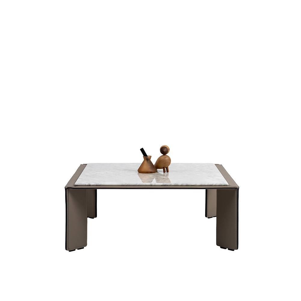Natural Bianco Carrara Venato marble coffee table by BEACON with sleek rectangular design, light veining, and polished surface.