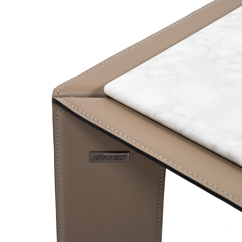 Natural Bianco Carrara Venato marble coffee table by BEACON, featuring a sleek rectangular design with elegant white marble surface.