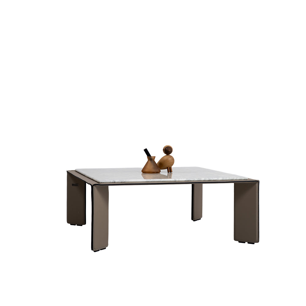 Natural Bianco Carrara Venato marble coffee table by BEACON, showcasing polished marble surface with elegant veining.