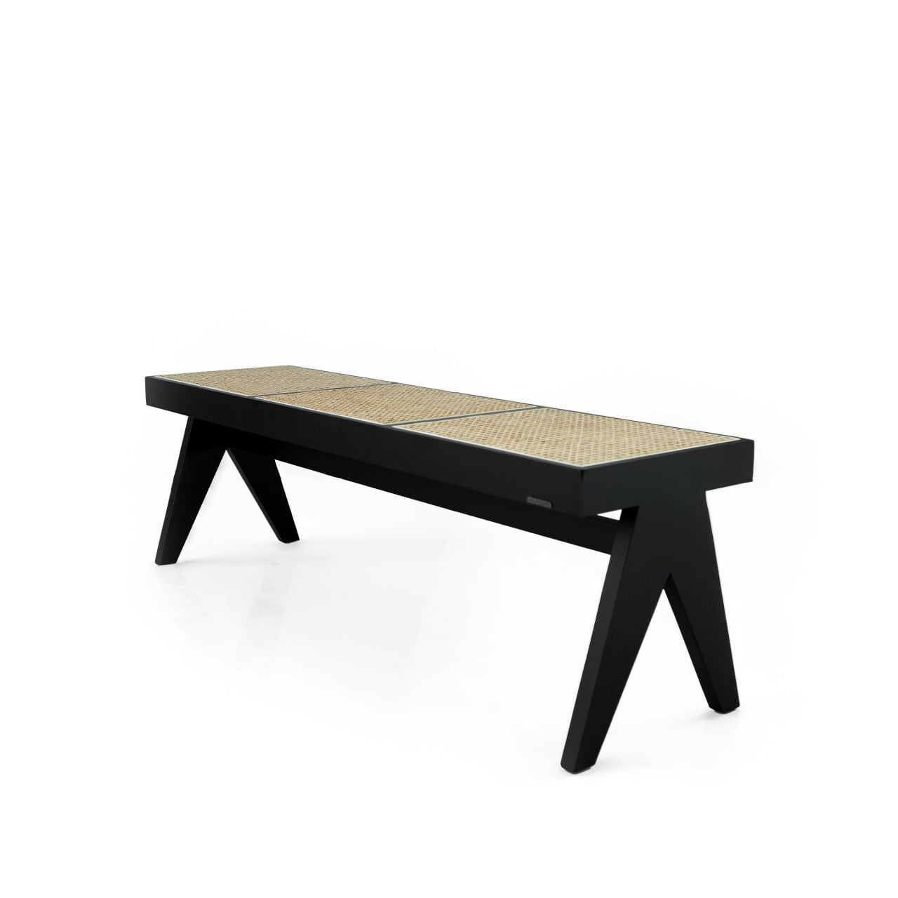 Natural Black with Natural Mesh Wood Bench MLL-WB01Black -  Benches - ebarza Furniture UAE | Shop Modern Furniture in Abu Dhabi & Dubai - مفروشات ايبازرا في الامارات | تسوق اثاث عصري وديكورات مميزة في دبي وابوظبي