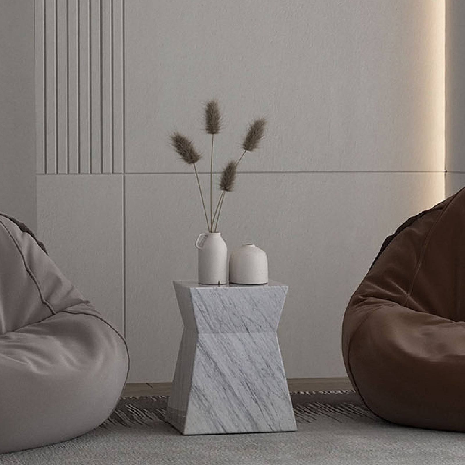 Natural Marble Side Table 378St-Crara -  Side Tables | طاوله جانبيه من الرخام الطبيعي - ebarza Furniture UAE | Shop Modern Furniture in Abu Dhabi & Dubai - مفروشات ايبازرا في الامارات | تسوق اثاث عصري وديكورات مميزة في دبي وابوظبي