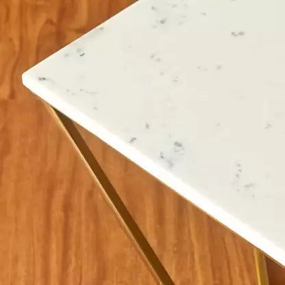 Natural marble and stainless steel coffee table by BEACON, model BP8809B-G, with sleek modern design and polished surface.