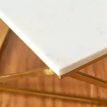 Natural Marble & Stainless Steel Table Bp8809B-G -  Coffee Tables - ebarza Furniture UAE | Shop Modern Furniture in Abu Dhabi & Dubai - مفروشات ايبازرا في الامارات | تسوق اثاث عصري وديكورات مميزة في دبي وابوظبي