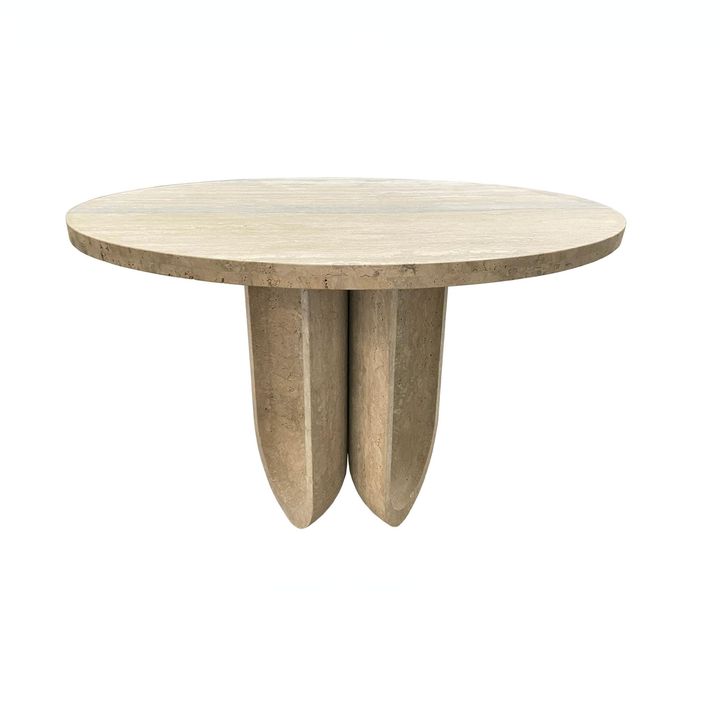 Pre-order 90 Days Delivery Natural Stone Silver Travertine Dining Table 493DTS -  Dining Tables - ebarza Furniture UAE | Shop Modern Furniture in Abu Dhabi & Dubai - مفروشات ايبازرا في الامارات | تسوق اثاث عصري وديكورات مميزة في دبي وابوظبي