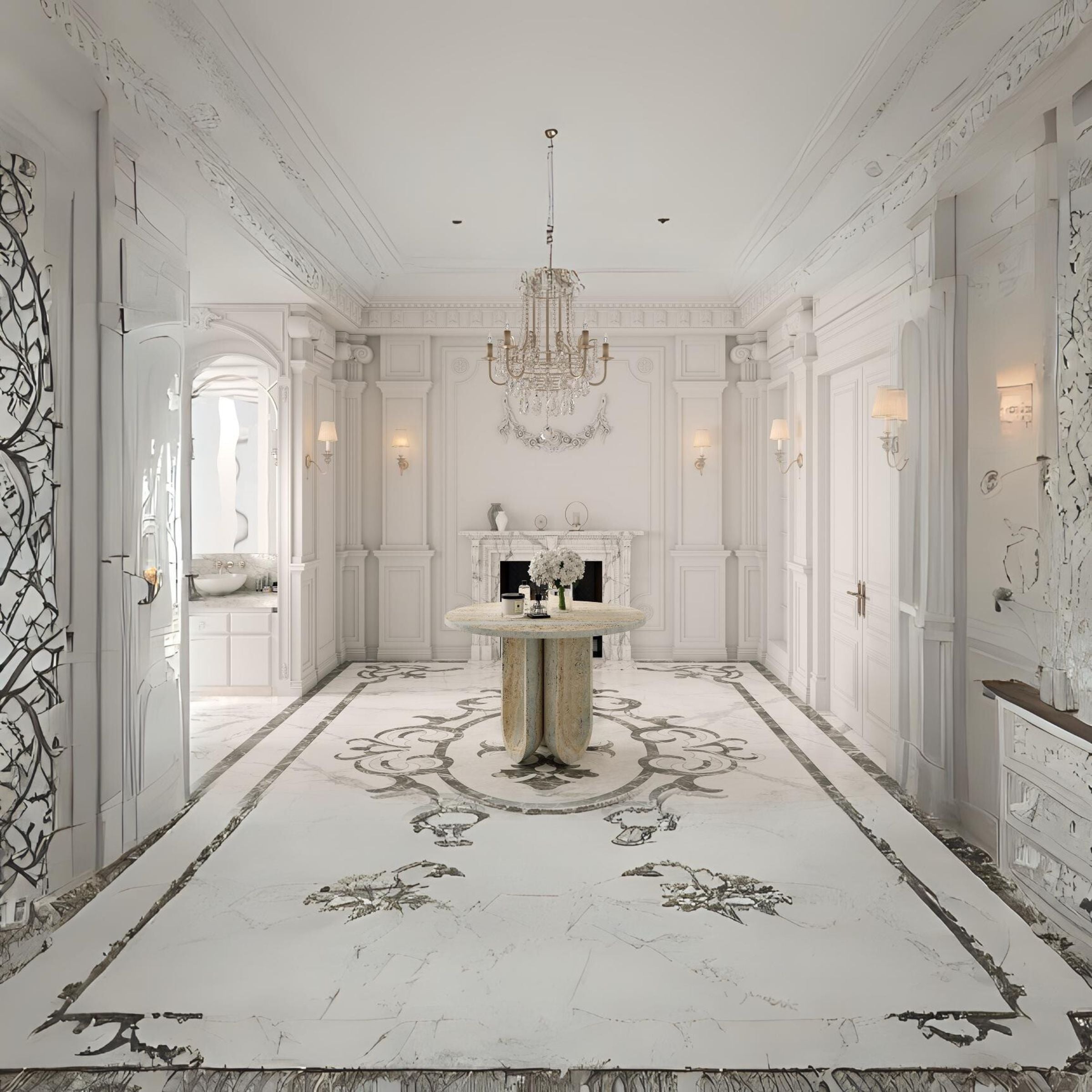 Pre-order 90 Days Delivery Natural Stone Silver Travertine Dining Table 493DTS -  Dining Tables - ebarza Furniture UAE | Shop Modern Furniture in Abu Dhabi & Dubai - مفروشات ايبازرا في الامارات | تسوق اثاث عصري وديكورات مميزة في دبي وابوظبي