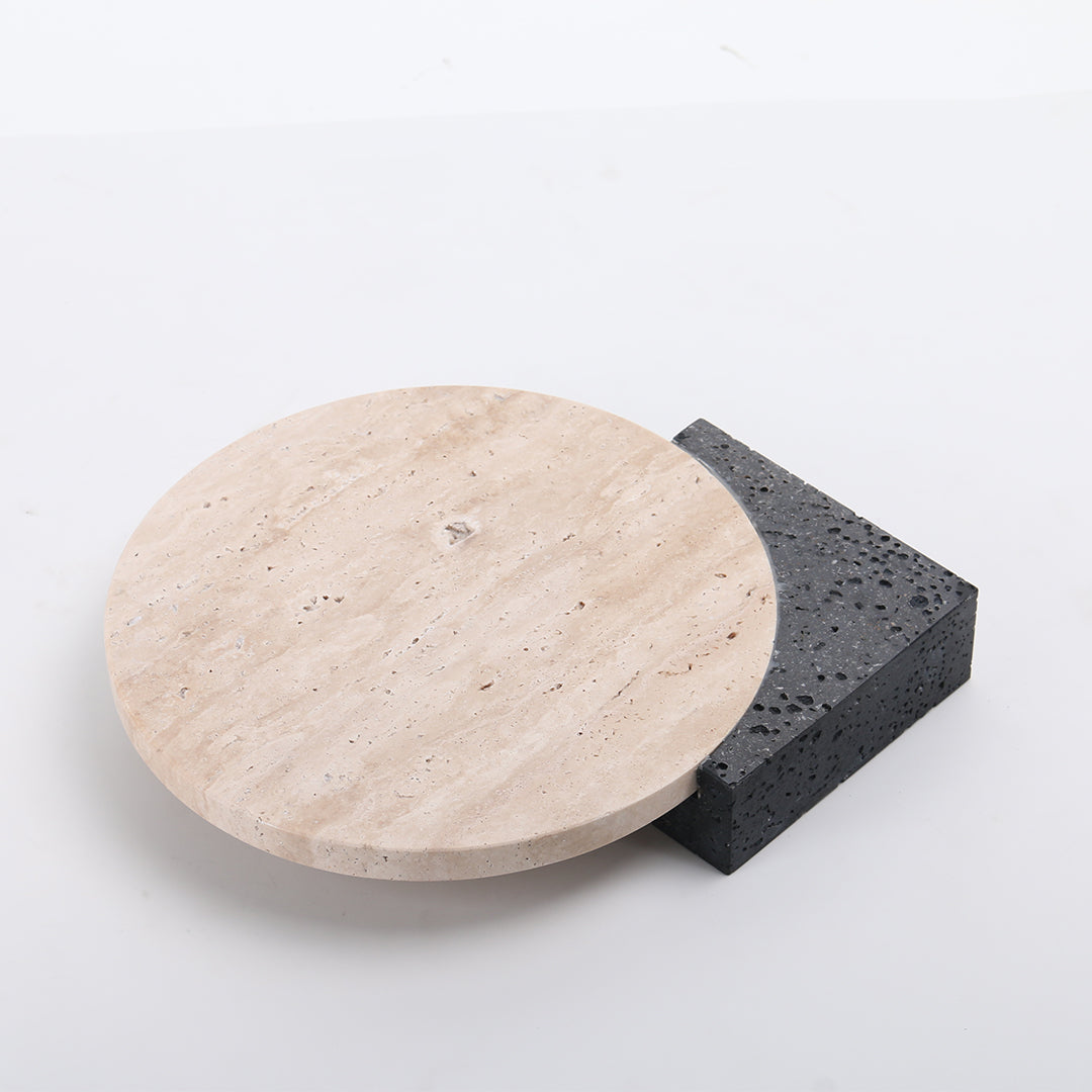 Natural stone tray from BEACON, size L, with a smooth, polished surface perfect for serving or decorative display.