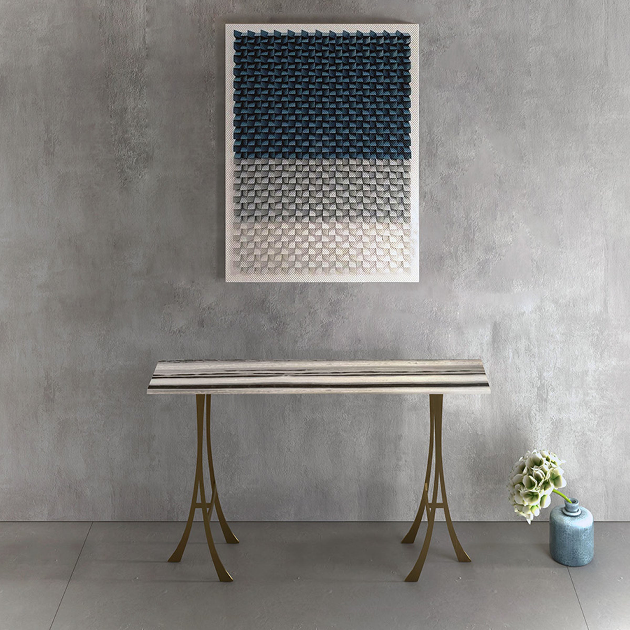 Natural Stone Water Melody Stainless Steel Console Table 421HT -  Consoles - ebarza Furniture UAE | Shop Modern Furniture in Abu Dhabi & Dubai - مفروشات ايبازرا في الامارات | تسوق اثاث عصري وديكورات مميزة في دبي وابوظبي