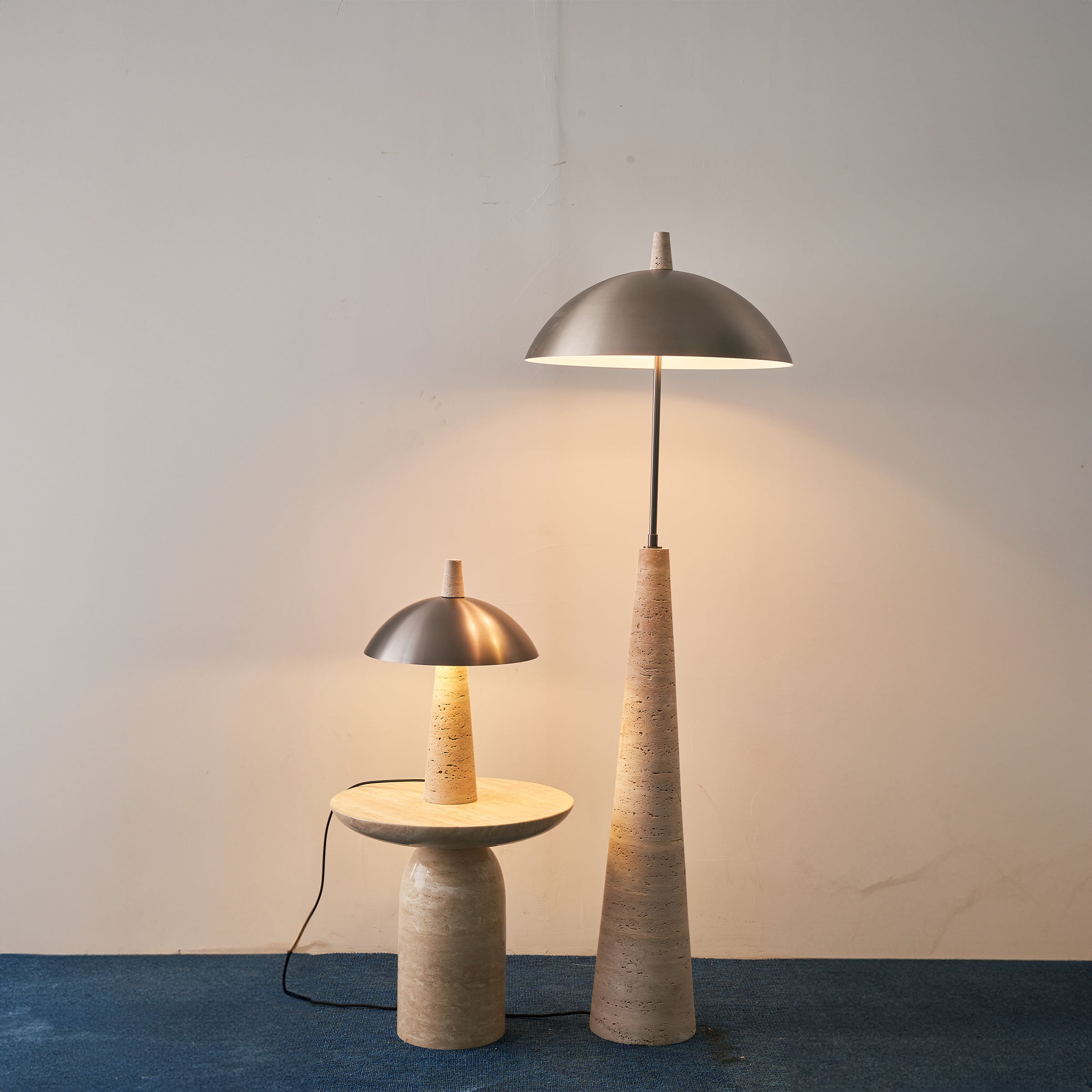 Natural travertine floor lamp by BEACON (JIADG), model JA-015F, showcasing a stylish stone base and tall lighting design.