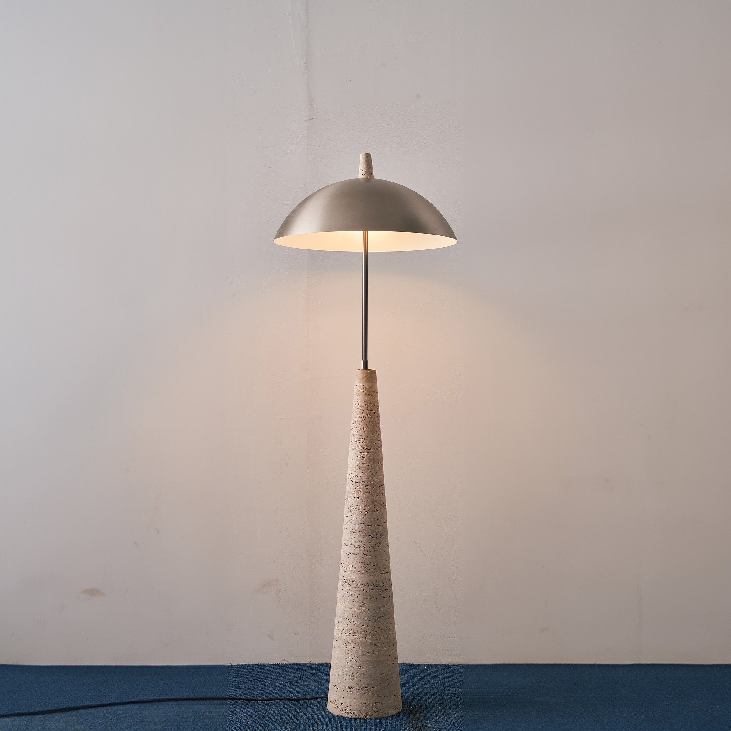 Natural travertine floor lamp by BEACON JIADG, JA-015F, featuring a sleek, modern design with a natural stone finish.