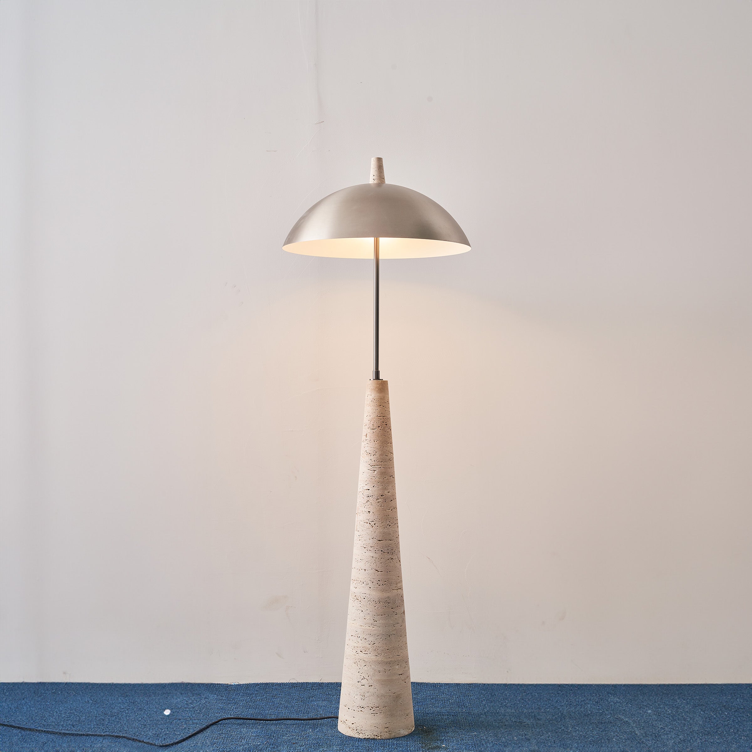 Natural travertine floor lamp from BEACON JIADG, model JA-015F, showcasing elegant stone base and modern lighting design.
